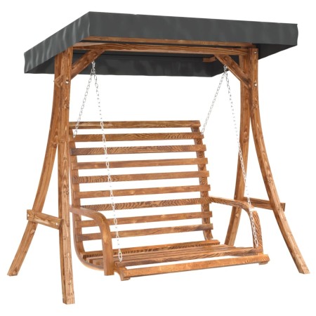 vidaXL Hollywoodschaukel mit Dach Massivholz Fichte mit Teak-Finish