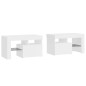 vidaXL Nachttische 2 Stk. mit LED-Leuchten Hochglanz-Weiß 70x36,5x40cm