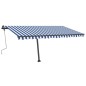 Gelenkarmmarkise Einziehbar mit LED 400x350 cm Blau und Weiß Gelenkarmmarkise Einziehbar mit LED 400x350 cm Blau und Weiß