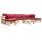 vidaXL 6-tlg. Paletten-Lounge-Set mit Kissen in Rot Holz vidaXL 6-tlg. Paletten-Lounge-Set mit Kissen in Rot Holz