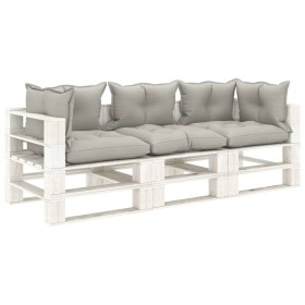 vidaXL Garten-Palettensofa 3-Sitzer mit Kissen in Taupe Holz