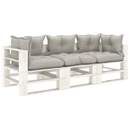 vidaXL Garten-Palettensofa 3-Sitzer mit Kissen in Taupe Holz