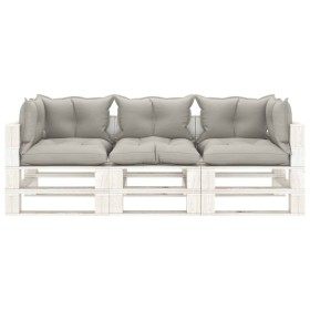 vidaXL Garten-Palettensofa 3-Sitzer mit Kissen in Taupe Holz