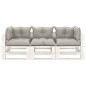 vidaXL Garten-Palettensofa 3-Sitzer mit Kissen in Taupe Holz vidaXL Garten-Palettensofa 3-Sitzer mit Kissen in Taupe Holz