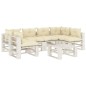 vidaXL 7-tlg. Garten-Lounge-Set Paletten mit Kissen in Creme Holz vidaXL 7-tlg. Garten-Lounge-Set Paletten mit Kissen in Creme Holz