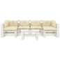 vidaXL 7-tlg. Garten-Lounge-Set Paletten mit Kissen in Creme Holz vidaXL 7-tlg. Garten-Lounge-Set Paletten mit Kissen in Creme Holz