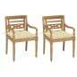 vidaXL Batavia-Stühle 2 Stk. mit Cremeweißen Kissen Teak Massivholz vidaXL Batavia-Stühle 2 Stk. mit Cremeweißen Kissen Teak Massivholz
