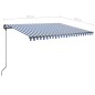 Gelenkarmmarkise Einziehbar mit LED 400x350 cm Blau und Weiß Gelenkarmmarkise Einziehbar mit LED 400x350 cm Blau und Weiß