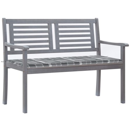 vidaXL 2-Sitzer-Gartenbank mit Auflage 120 cm Grau Eukalyptusholz