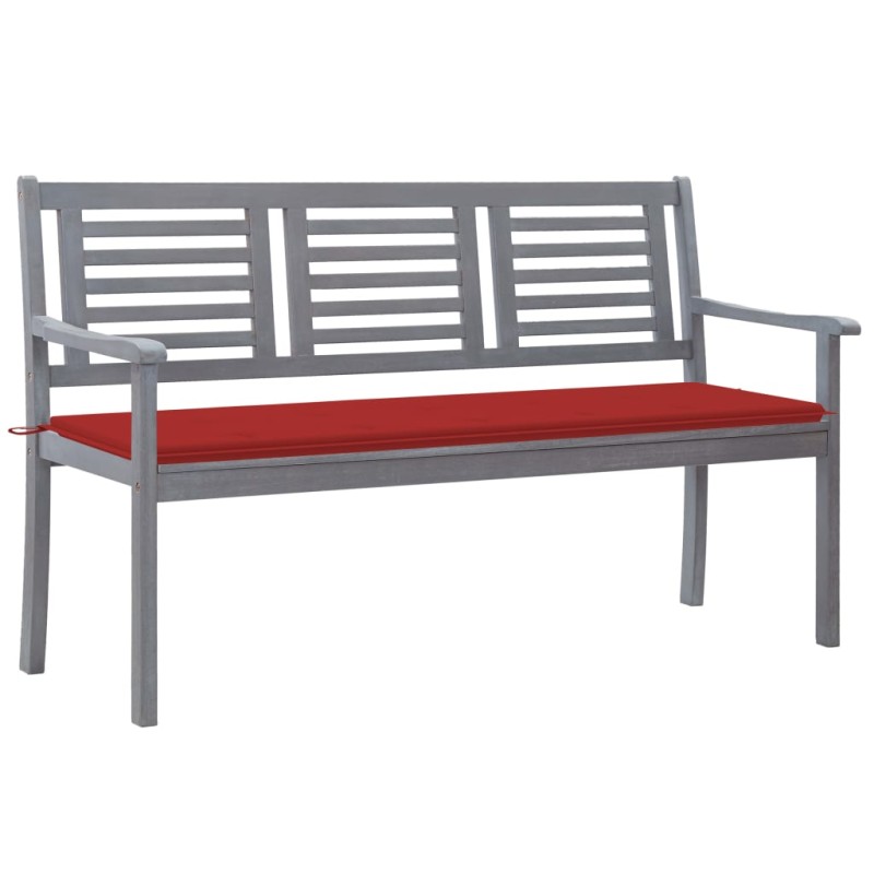vidaXL 3-Sitzer-Gartenbank mit Auflage 150 cm Grau Eukalyptusholz vidaXL 3-Sitzer-Gartenbank mit Auflage 150 cm Grau Eukalyptusholz