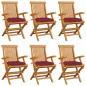 vidaXL Gartenstühle mit Weinroten Kissen 6 Stk. Massivholz Teak vidaXL Gartenstühle mit Weinroten Kissen 6 Stk. Massivholz Teak