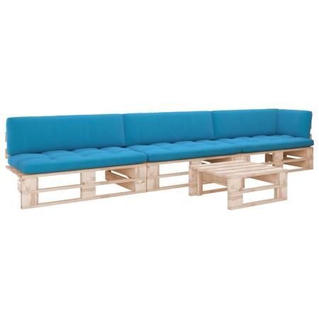 vidaXL 4-tlg. Paletten-Lounge-Set mit Kissen Imprägniertes Kiefernholz