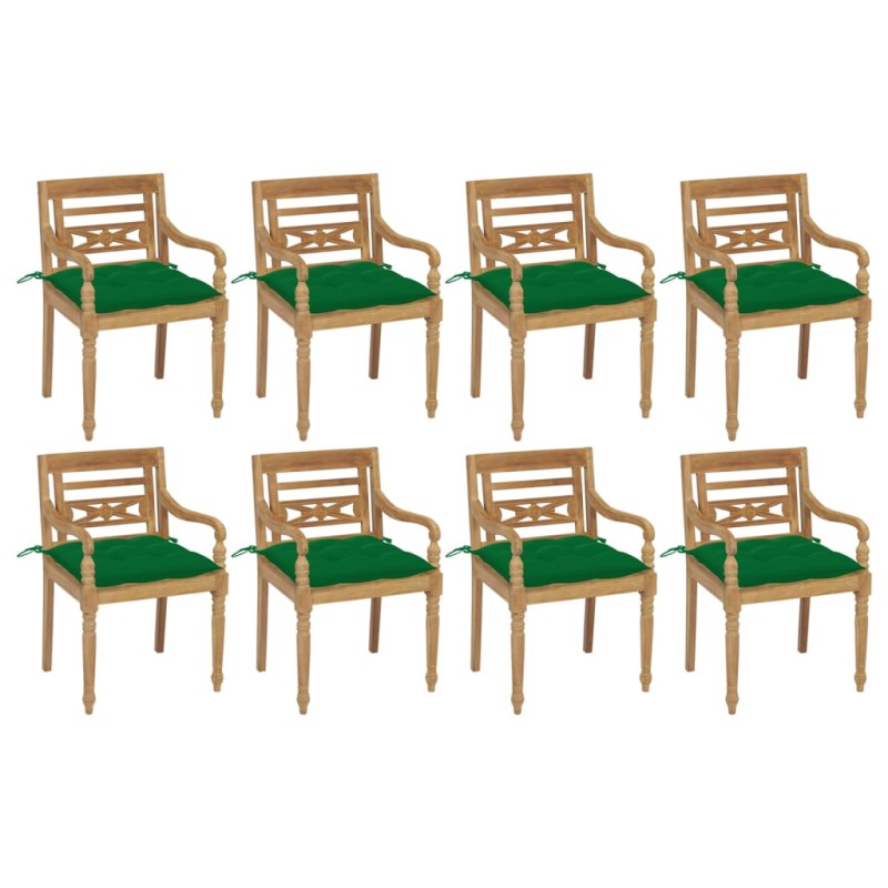 vidaXL Batavia-Stühle mit Kissen 8 Stk. Massivholz Teak vidaXL Batavia-Stühle mit Kissen 8 Stk. Massivholz Teak