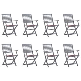 vidaXL Klappbare Gartenstühle 8 Stk. mit Kissen Massivholz Akazie