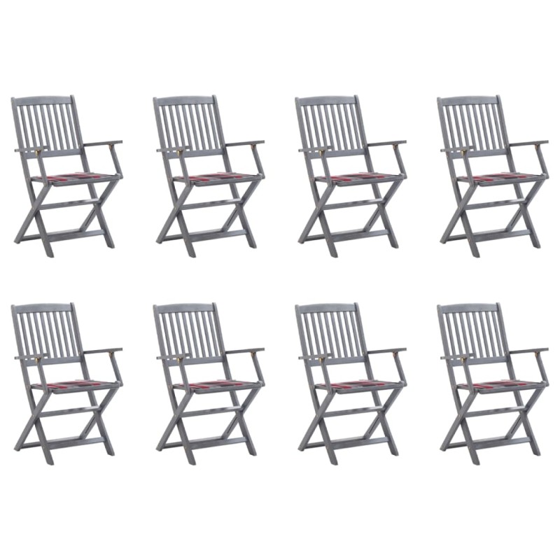 vidaXL Klappbare Gartenstühle 8 Stk. mit Kissen Massivholz Akazie vidaXL Klappbare Gartenstühle 8 Stk. mit Kissen Massivholz Akazie