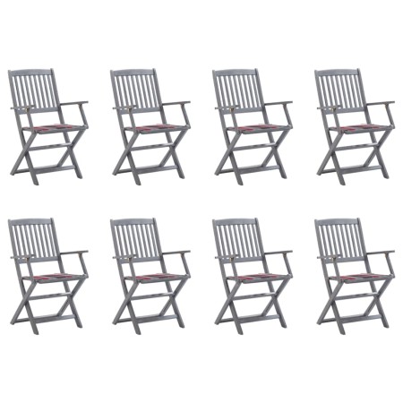 vidaXL Klappbare Gartenstühle 8 Stk. mit Kissen Massivholz Akazie
