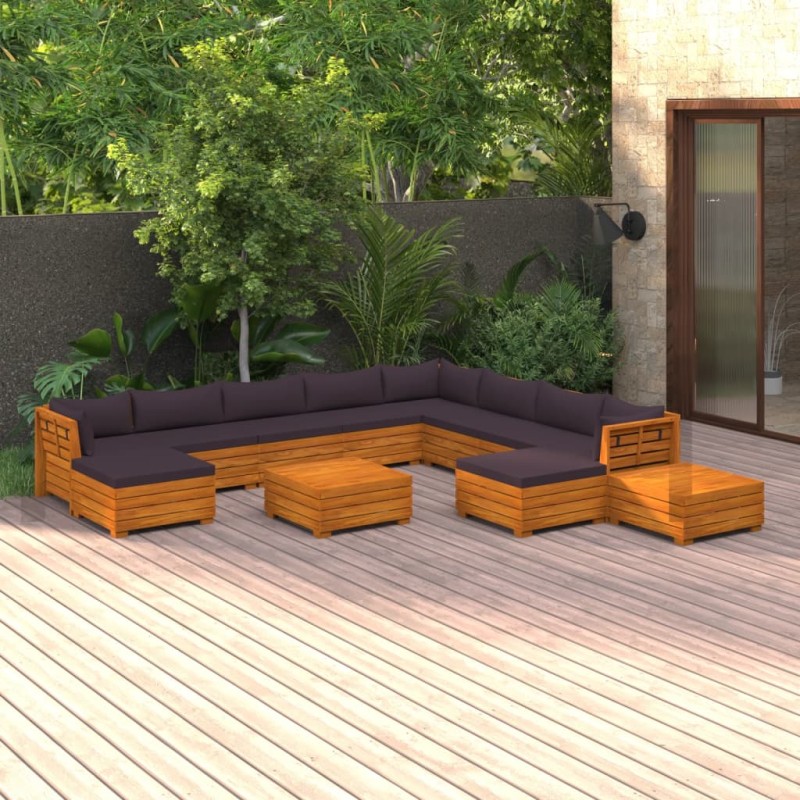 vidaXL 12-tlg. Garten-Lounge-Set mit Kissen Massivholz Akazie vidaXL 12-tlg. Garten-Lounge-Set mit Kissen Massivholz Akazie