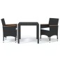 vidaXL 3-tlg. Garten-Essgruppe mit Kissen Poly Rattan Schwarz vidaXL 3-tlg. Garten-Essgruppe mit Kissen Poly Rattan Schwarz