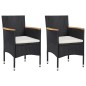 vidaXL 3-tlg. Garten-Essgruppe mit Kissen Poly Rattan Schwarz vidaXL 3-tlg. Garten-Essgruppe mit Kissen Poly Rattan Schwarz