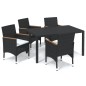 vidaXL 5-tlg. Garten-Essgruppe mit Kissen Poly Rattan Schwarz vidaXL 5-tlg. Garten-Essgruppe mit Kissen Poly Rattan Schwarz