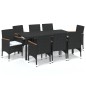 vidaXL 9-tlg. Garten-Essgruppe mit Kissen Poly Rattan Schwarz vidaXL 9-tlg. Garten-Essgruppe mit Kissen Poly Rattan Schwarz
