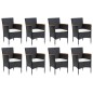 vidaXL 9-tlg. Garten-Essgruppe mit Kissen Poly Rattan Schwarz vidaXL 9-tlg. Garten-Essgruppe mit Kissen Poly Rattan Schwarz
