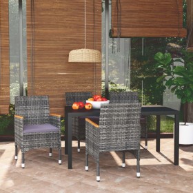 vidaXL 5-tlg. Garten-Essgruppe mit Kissen Poly Rattan Grau