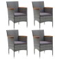 vidaXL 5-tlg. Garten-Essgruppe mit Kissen Poly Rattan Grau vidaXL 5-tlg. Garten-Essgruppe mit Kissen Poly Rattan Grau