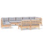 vidaXL 9-tlg. Garten-Lounge-Set mit Grauen Kissen Kiefer Massivholz vidaXL 9-tlg. Garten-Lounge-Set mit Grauen Kissen Kiefer Massivholz