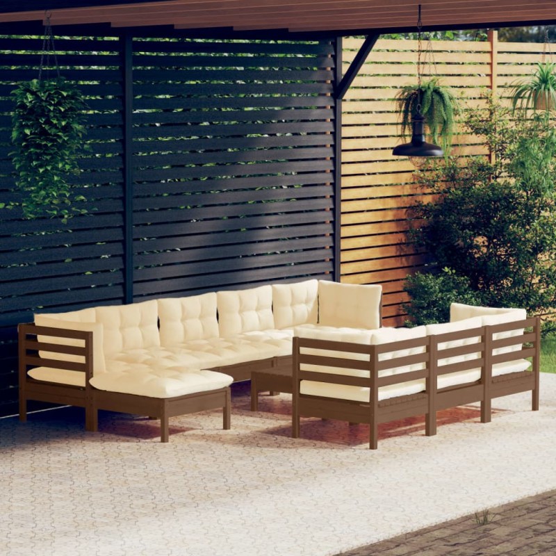 vidaXL 11-tlg. Garten-Lounge-Set mit Kissen Honigbraun Kiefernholz vidaXL 11-tlg. Garten-Lounge-Set mit Kissen Honigbraun Kiefernholz
