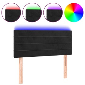 vidaXL LED Kopfteil Schwarz 100x5x78/88 cm Samt