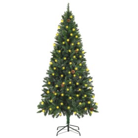 vidaXL Künstlicher Weihnachtsbaum mit Beleuchtung & Zapfen Grün 180 cm