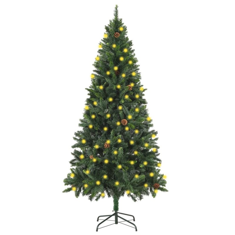 vidaXL Künstlicher Weihnachtsbaum mit Beleuchtung & Zapfen Grün 180 cm vidaXL Künstlicher Weihnachtsbaum mit Beleuchtung & Zapfen Grün 180 cm
