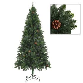vidaXL Künstlicher Weihnachtsbaum mit Beleuchtung & Zapfen Grün 180 cm
