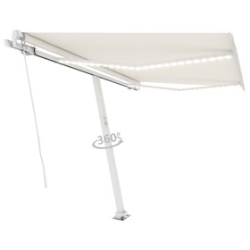vidaXL Markise Manuell Einziehbar mit LED 300x250 cm Creme
