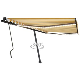 vidaXL Markise Manuell Einziehbar mit LED 400x300 cm Gelb and Weiß