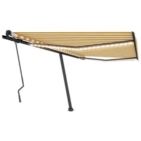 vidaXL Markise Manuell Einziehbar mit LED 400x300 cm Gelb and Weiß