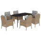 vidaXL 7-tlg. Garten-Essgruppe mit Kissen Beige Poly Rattan vidaXL 7-tlg. Garten-Essgruppe mit Kissen Beige Poly Rattan