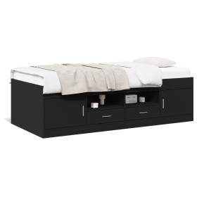 vidaXL Tagesbett mit Schubladen Schwarz 100x200 cm Holzwerkstoff