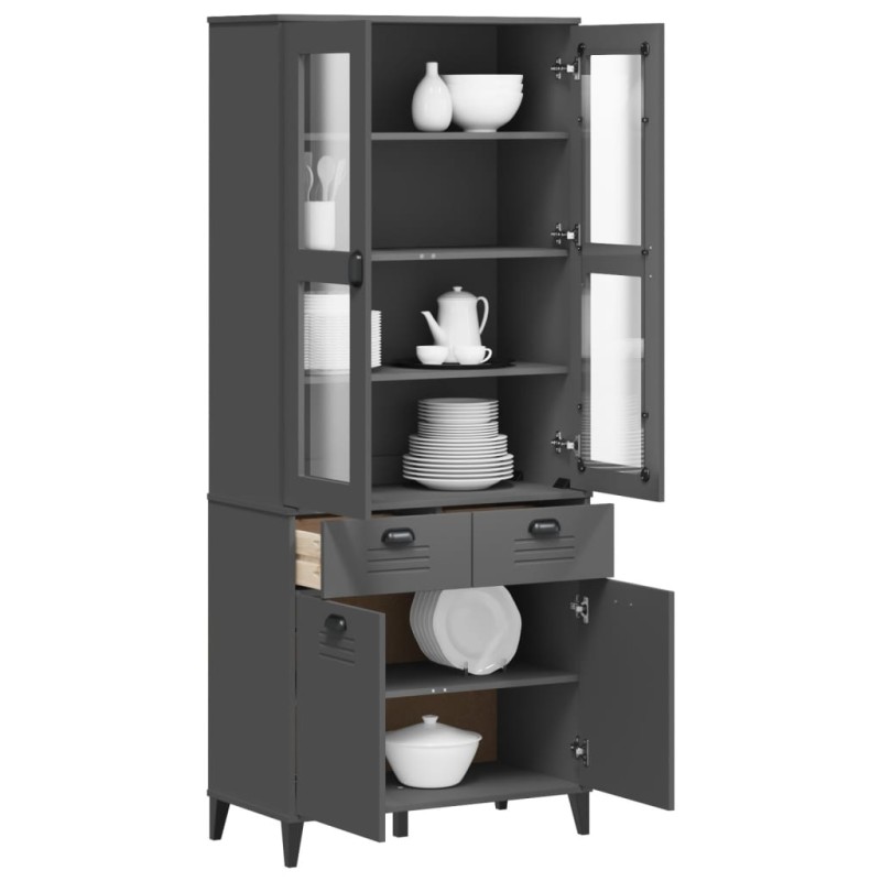 vidaXL Highboard VIKEN Anthrazit 80x40x190 cm Massivholz Kiefer vidaXL Highboard VIKEN Anthrazit 80x40x190 cm Massivholz Kiefer