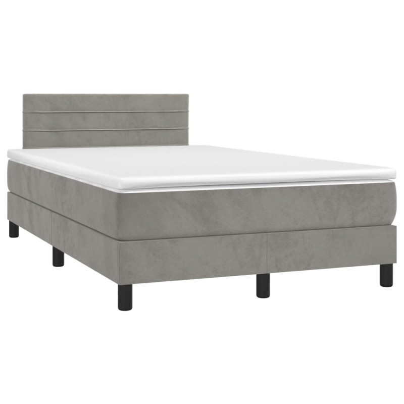 vidaXL Boxspringbett mit Matratze & LED Hellgrau 120x190 cm Samt vidaXL Boxspringbett mit Matratze & LED Hellgrau 120x190 cm Samt