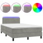 vidaXL Boxspringbett mit Matratze & LED Hellgrau 120x190 cm Samt vidaXL Boxspringbett mit Matratze & LED Hellgrau 120x190 cm Samt