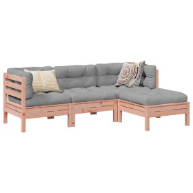 vidaXL 4-tlg. Garten-Sofagarnitur mit Kissen Massivholz Douglasie