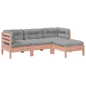 vidaXL 4-tlg. Garten-Sofagarnitur mit Kissen Massivholz Douglasie
