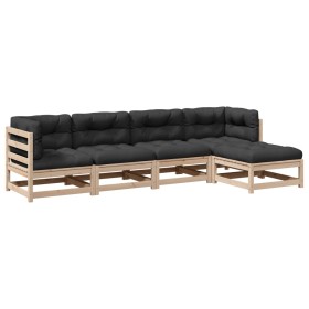 vidaXL 5-tlg. Garten-Sofagarnitur mit Kissen Massivholz Kiefer