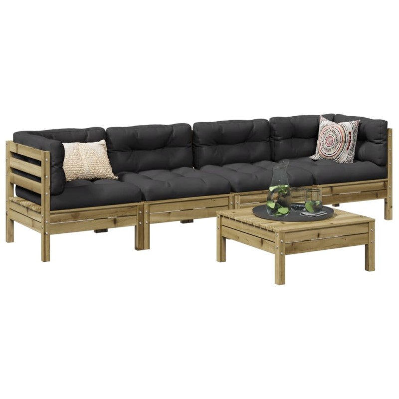 vidaXL 5-tlg. Garten-Sofagarnitur mit Kissen Kiefernholz Imprägniert vidaXL 5-tlg. Garten-Sofagarnitur mit Kissen Kiefernholz Imprägniert