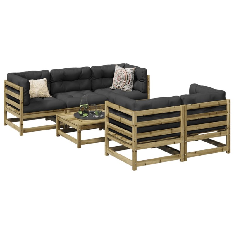 vidaXL 6-tlg. Garten-Sofagarnitur mit Kissen Kiefernholz Imprägniert vidaXL 6-tlg. Garten-Sofagarnitur mit Kissen Kiefernholz Imprägniert