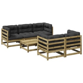 vidaXL 6-tlg. Garten-Sofagarnitur mit Kissen Kiefernholz Imprägniert