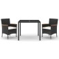 vidaXL 3-tlg. Garten-Essgruppe mit Kissen Schwarz Poly Rattan vidaXL 3-tlg. Garten-Essgruppe mit Kissen Schwarz Poly Rattan