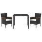 vidaXL 3-tlg. Garten-Essgruppe mit Kissen Schwarz Poly Rattan vidaXL 3-tlg. Garten-Essgruppe mit Kissen Schwarz Poly Rattan
